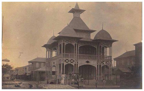 Historic photograph of the Centennial Palace in Gonaïves, Haiti, circa 1904, built to mark a century of Haitian independence
