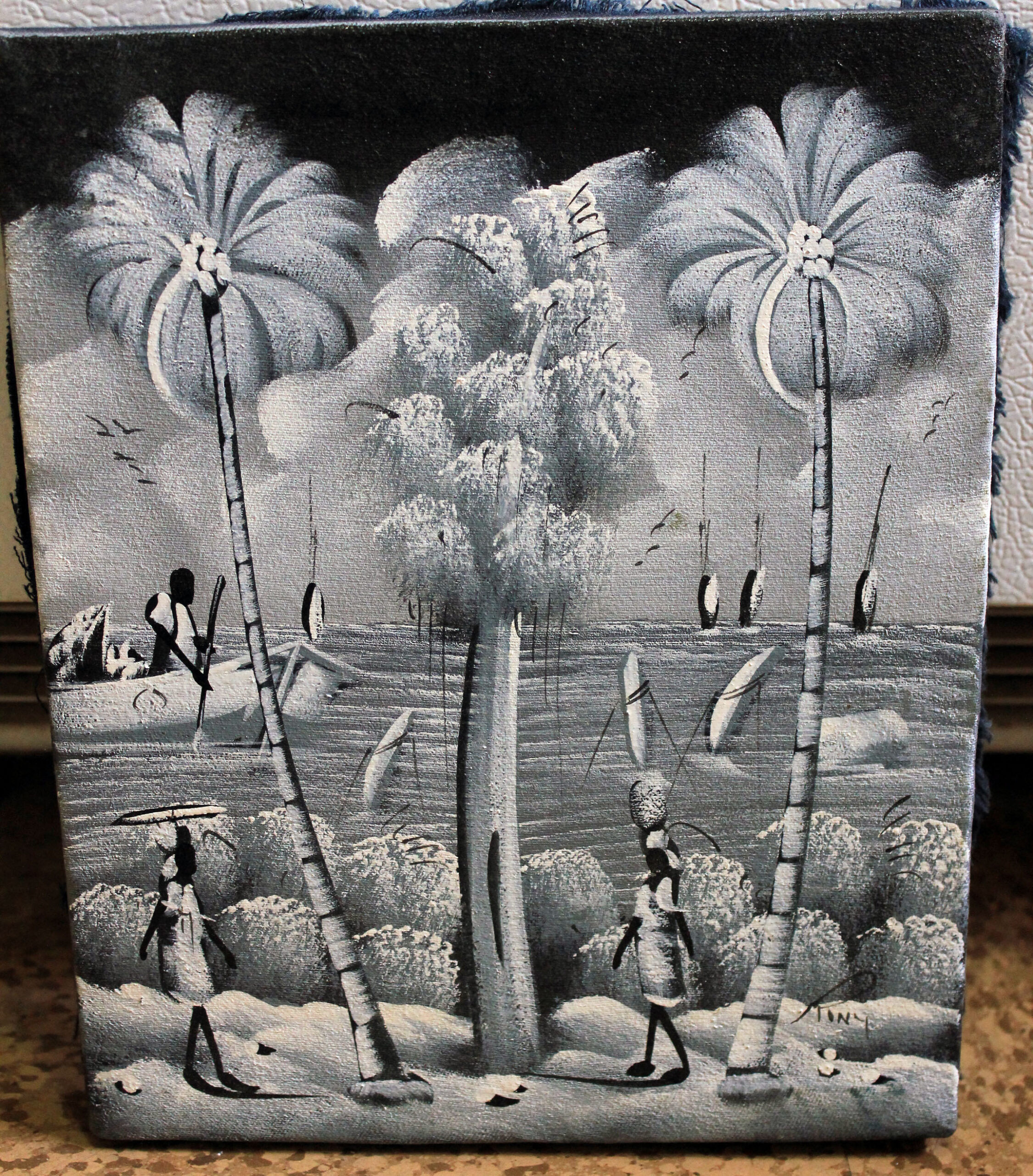Peinture naïve haïtienne aux couleurs vives