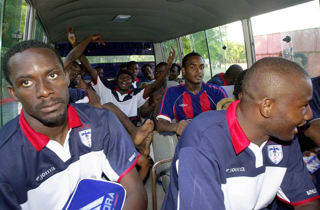 L'équipe nationale d'Haïti après un entraînement à Port-au-Prince