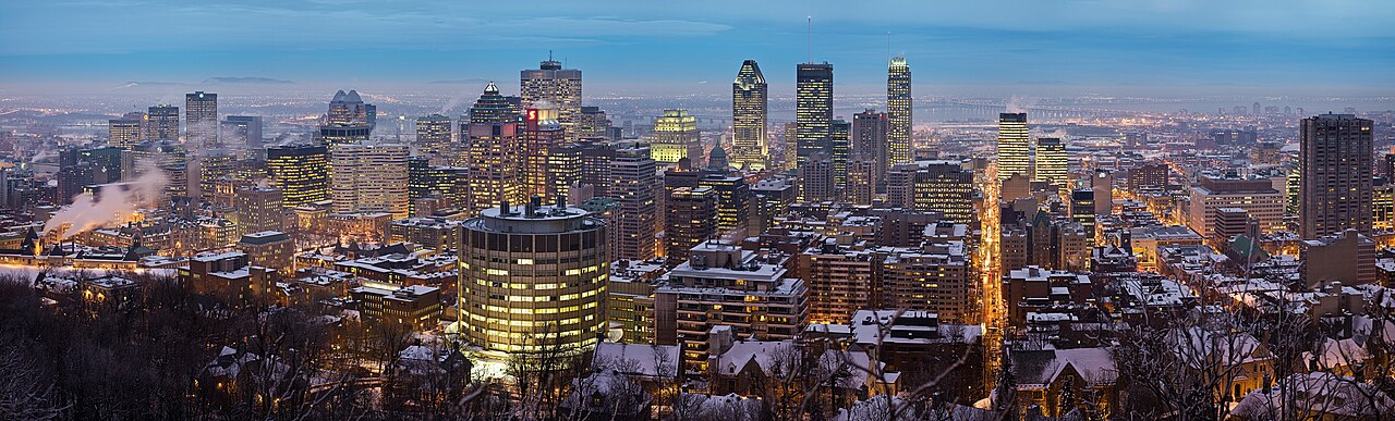 Montreal city skyline at twilight