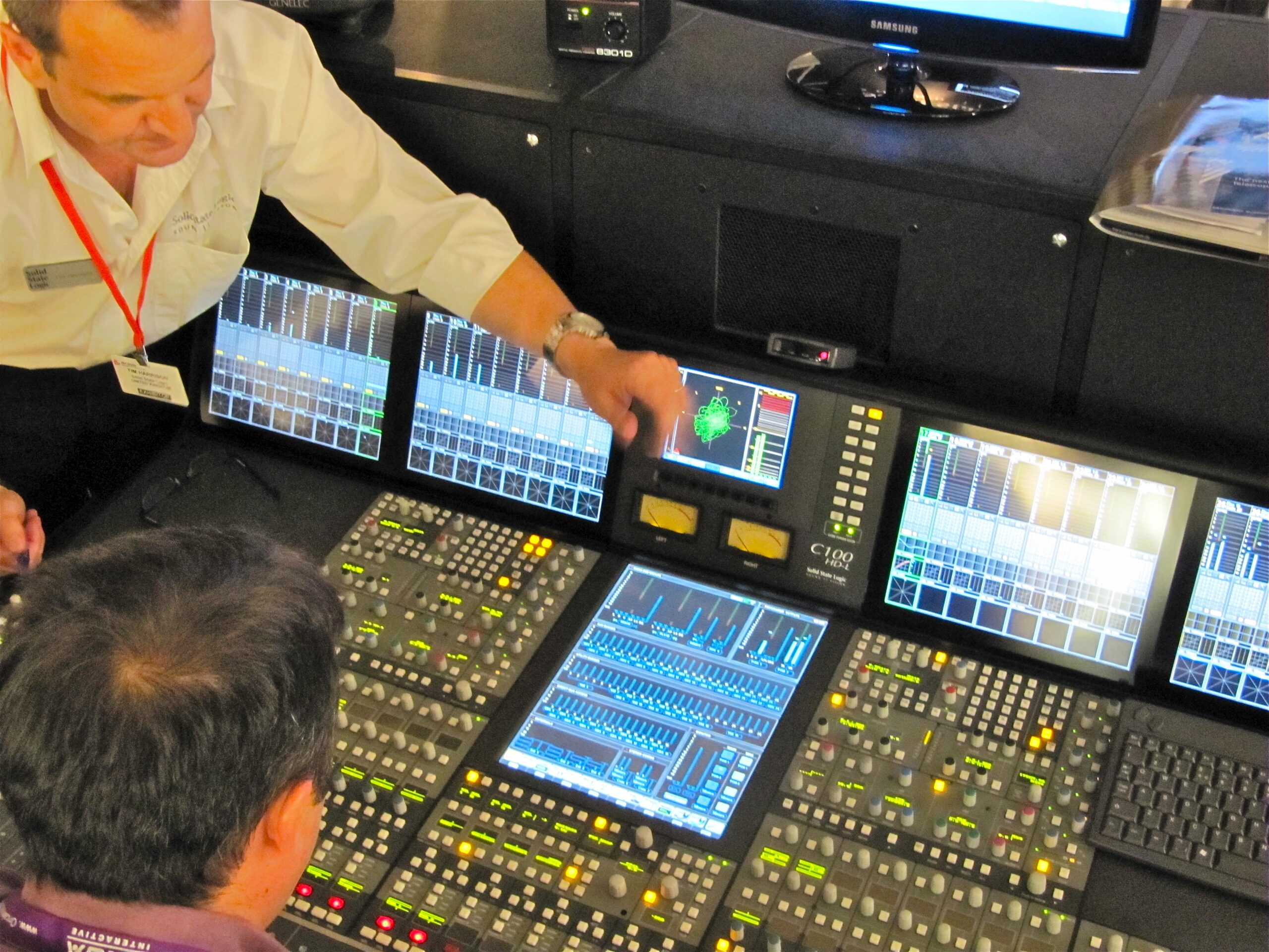 Digital broadcast mixing console in a radio studio