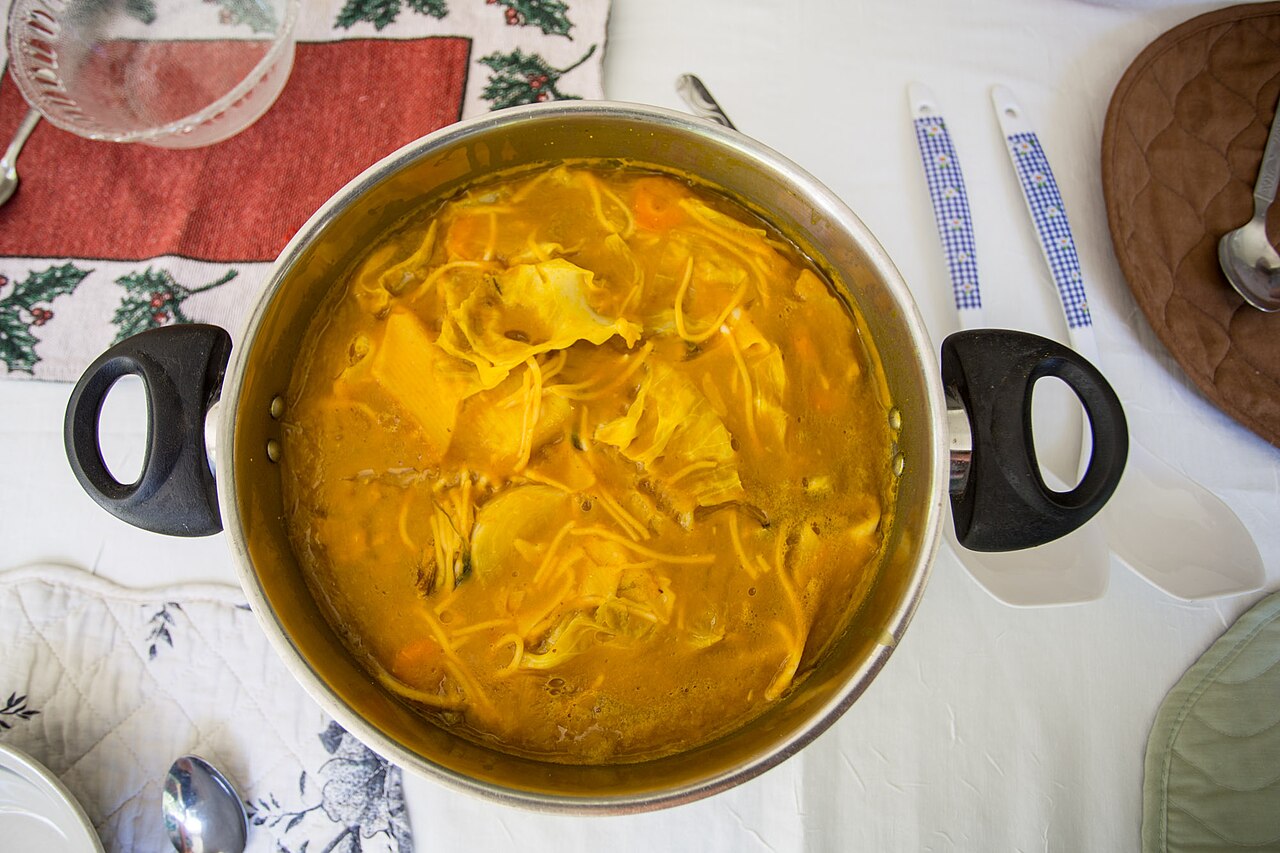 Bowl of Haitian soup joumou, the Independence Day pumpkin soup